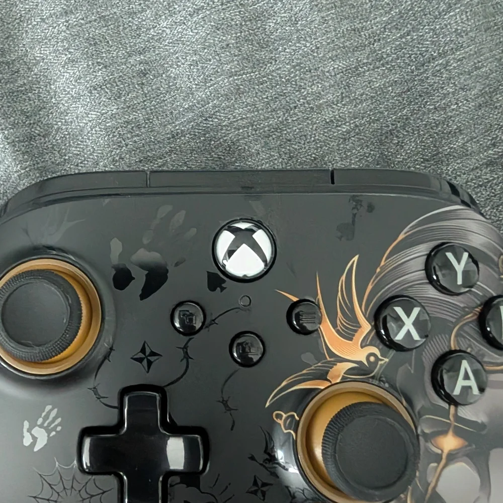 Wired Gaming Controller with Black and Gold Design